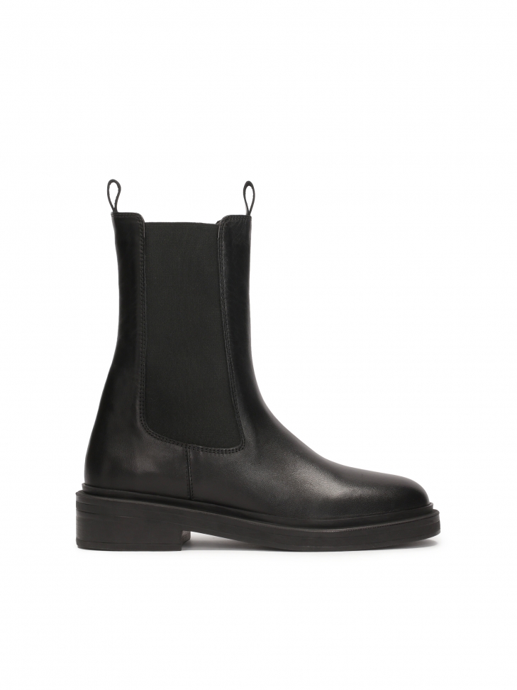 Skórzane chelsea boots na płaskiej podeszwie