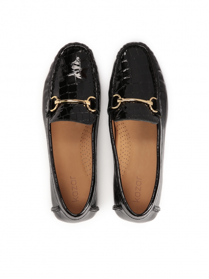 Klasyczne mokasyny z tłoczonej lakierowanej skóry