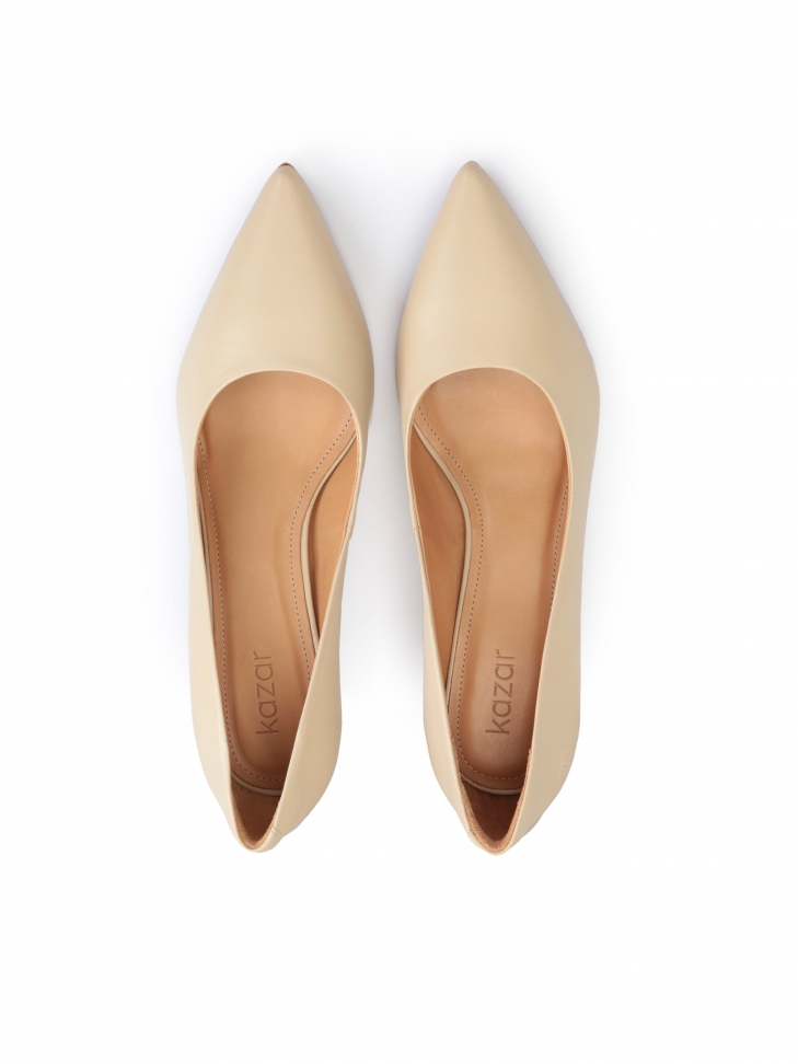 Skórzane czółenka na niskim obcasie