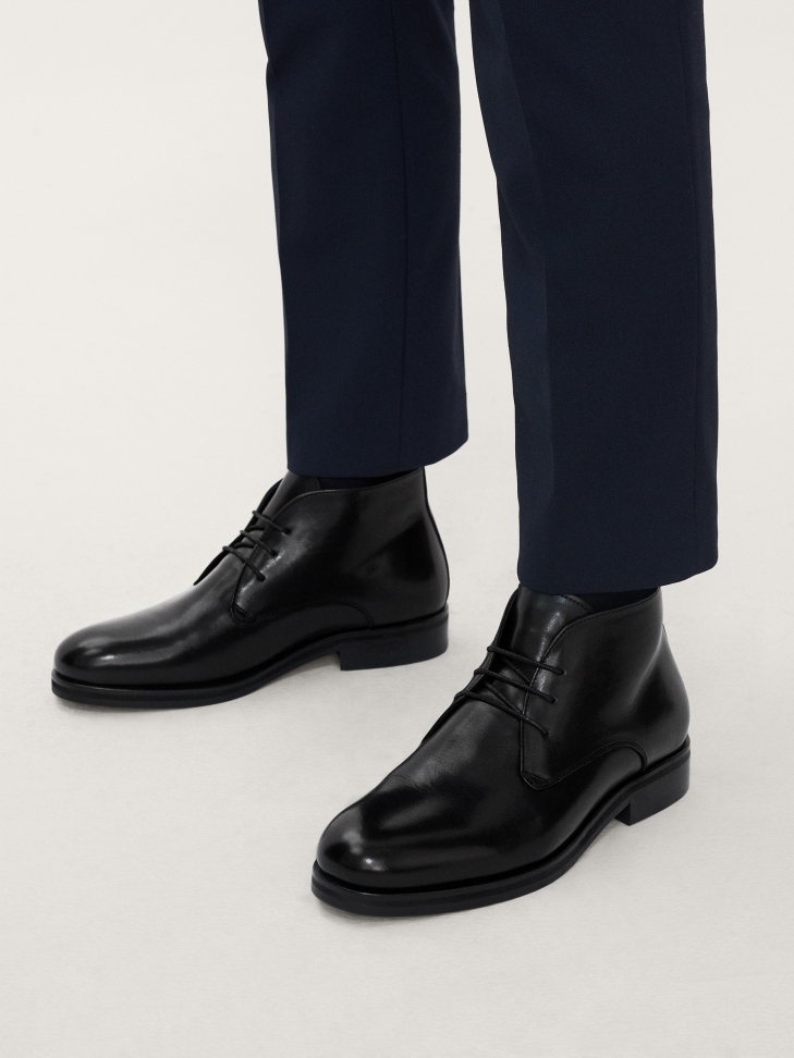 Eleganckie sznurowane trzewiki męskie z gładkiej skóry