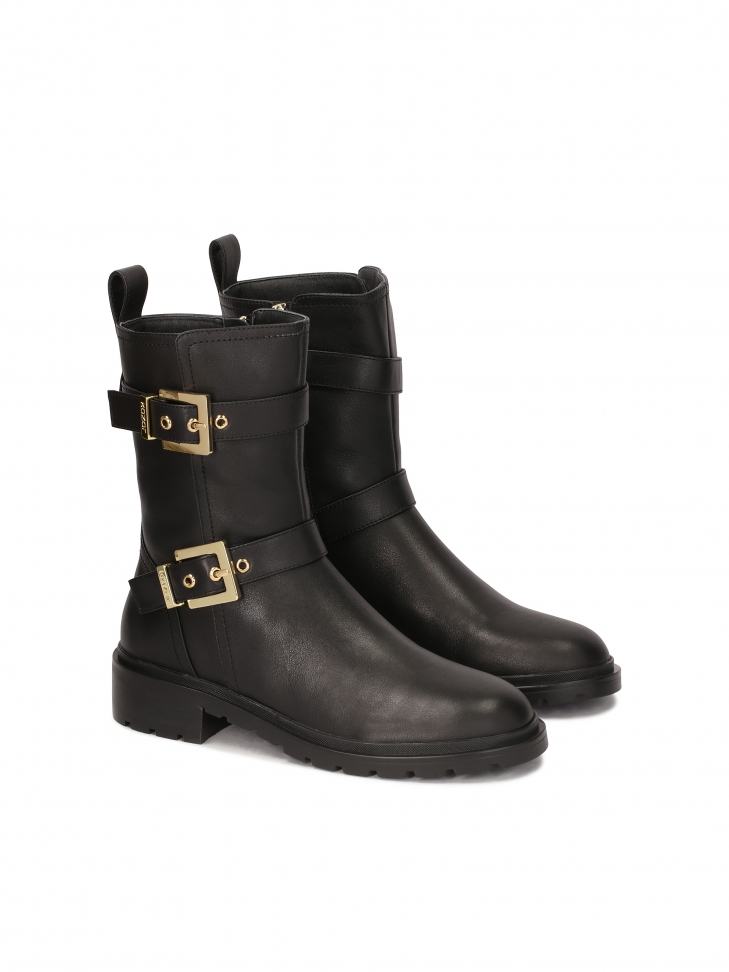 Czarne botki w stylu motocyklowym