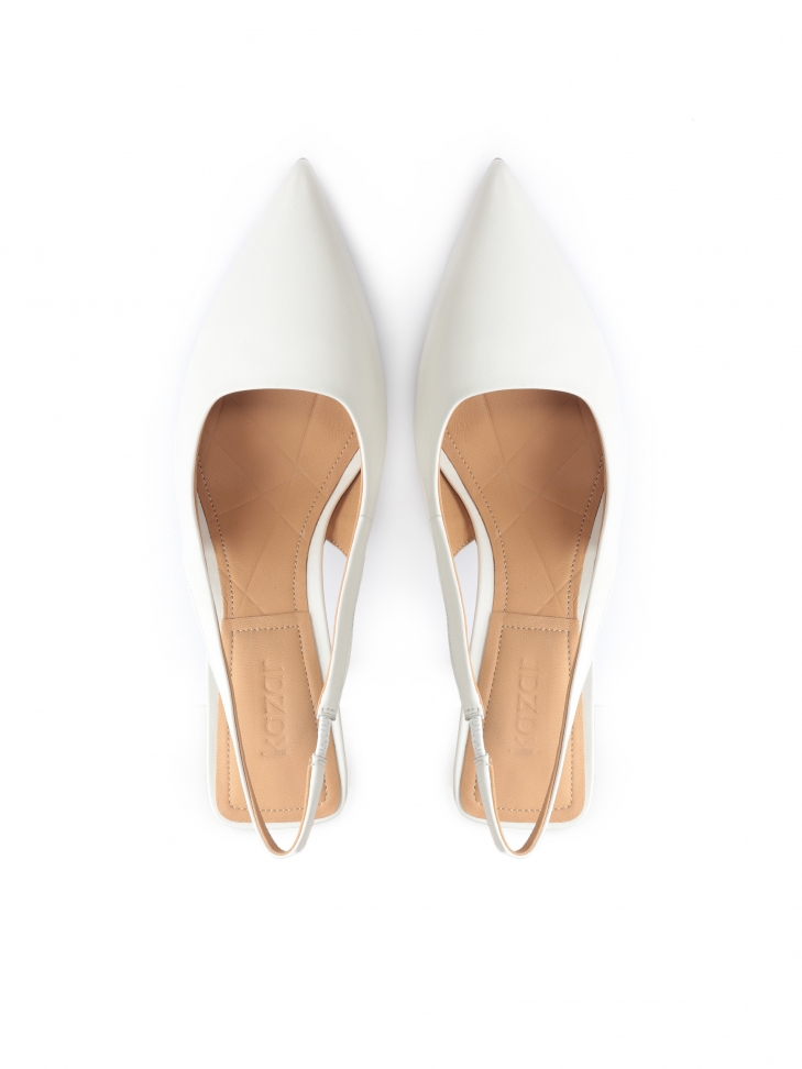 Czółenka off white na smukłej szpilce z kwadratową piętą