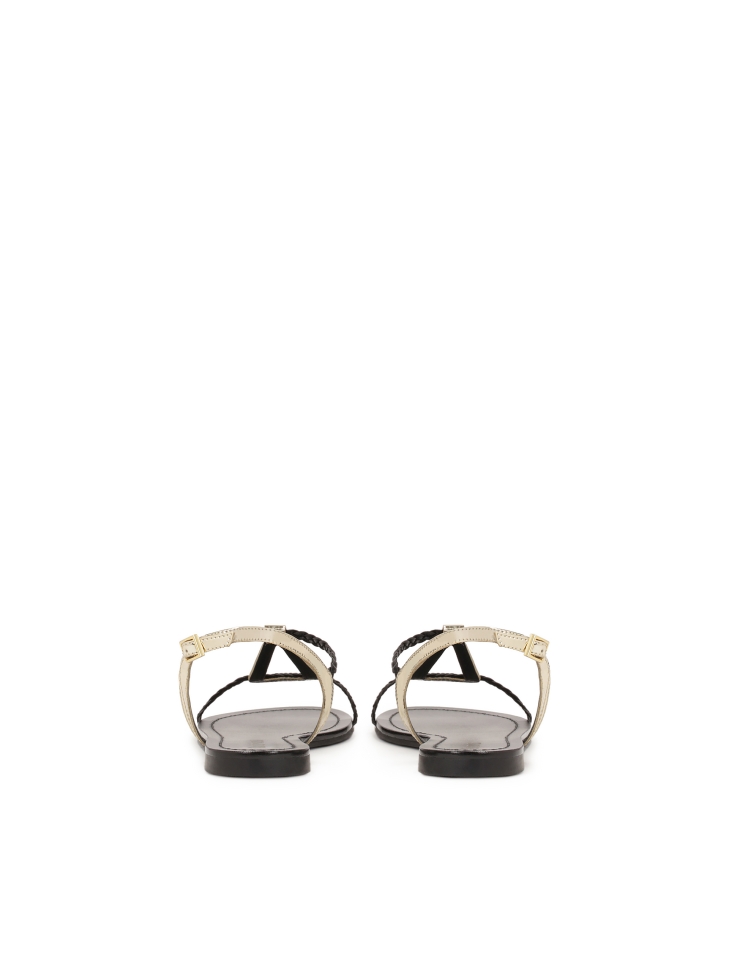 Czarno-ote sandały damskie