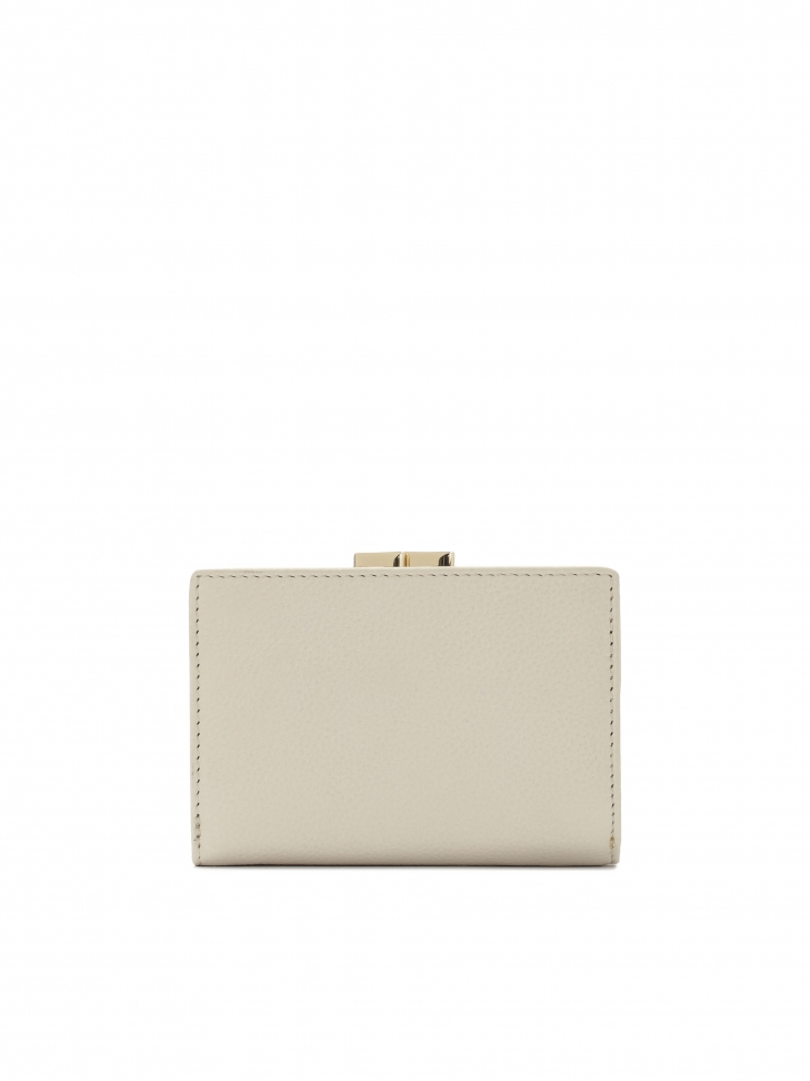 Kremowy mały portfel ze skóry