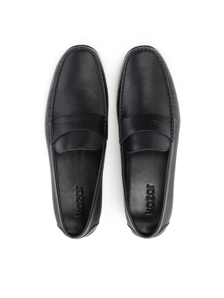 Szykowne czarne mokasyny męskie z tłoczonym wzorem