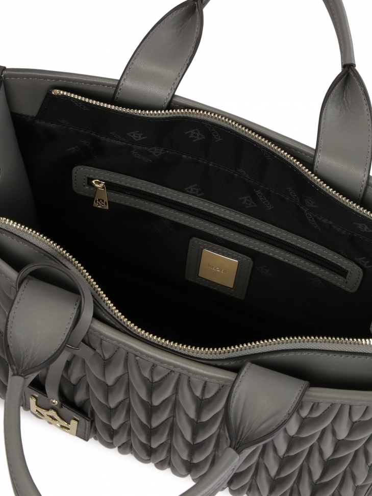 Szara torebka do ręki Tote Bag z pikowanym przodem