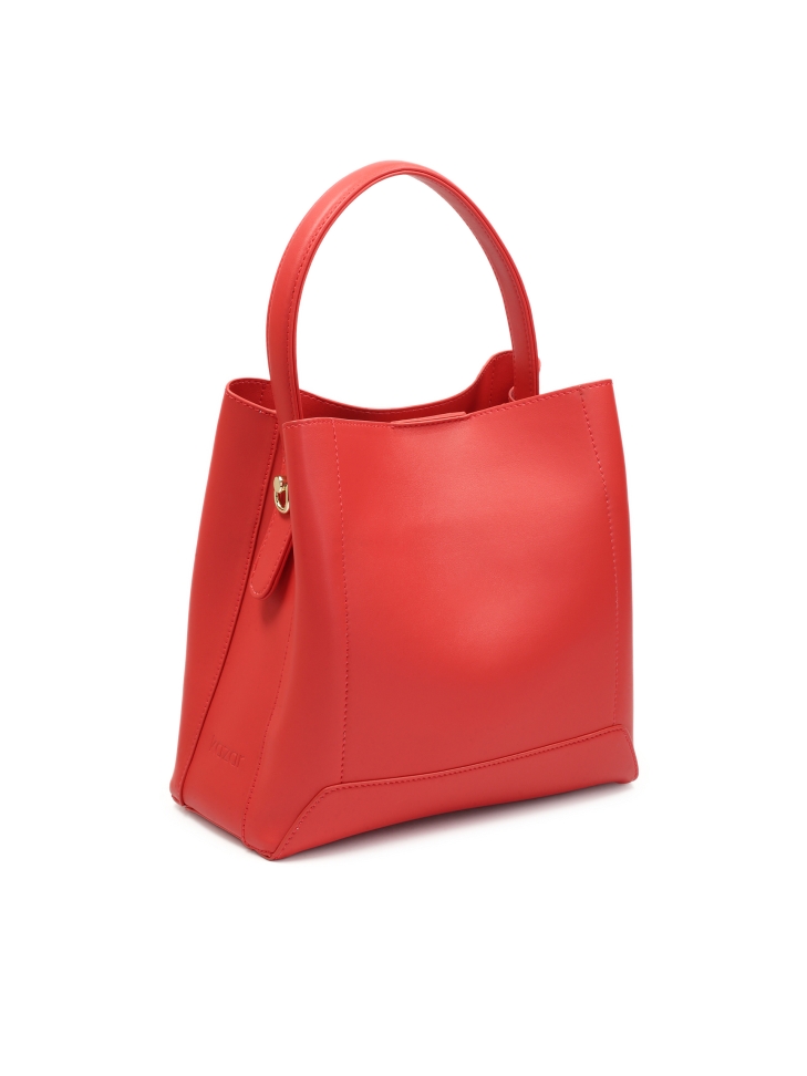 Czerwona torebka ze sztywnym spodem