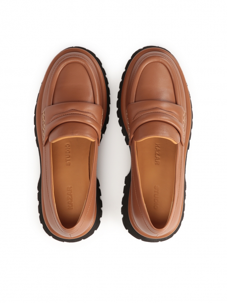 Skórzane półbuty na grubej podeszwie