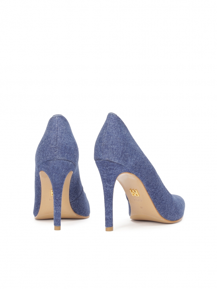 Czółenka na szpilce z tkaniny imitującej jeans