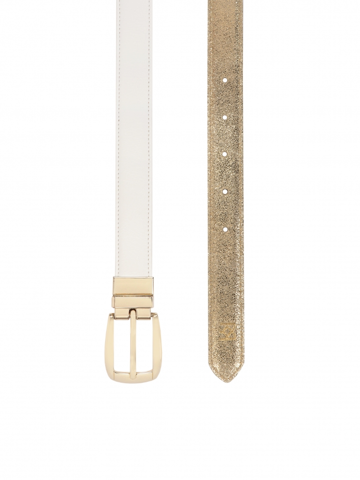 Biało-oty pasek z obracaną klamrą