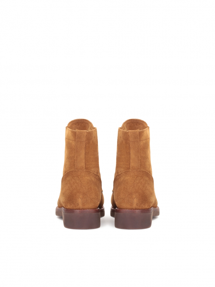 Zamszowe trzewiki męskie z wysoką sznurowaną cholewką