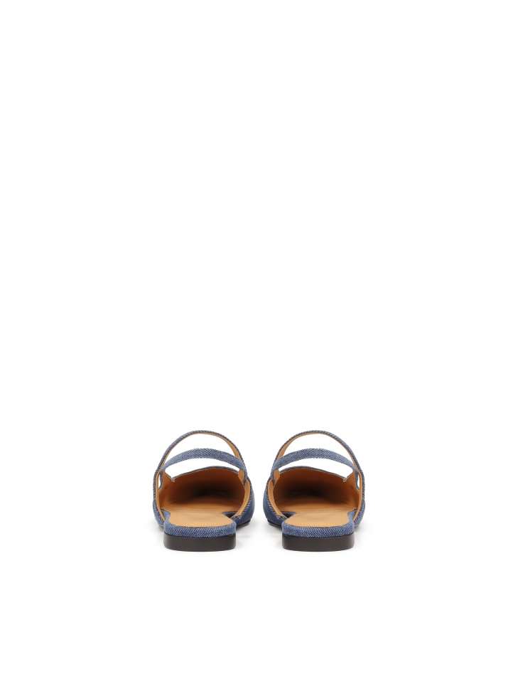 Płaskie czółenka denim z wydłużonym noskiem
