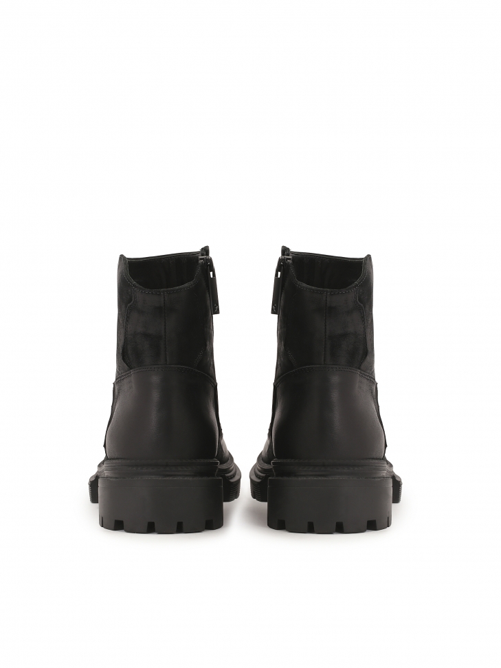 Czarne ocieplane trzewiki męskie z suwakiem