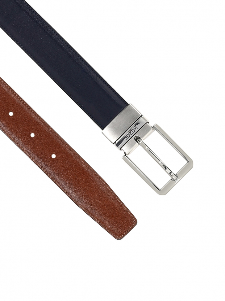 Granatowo-brązowy pasek dwustronny