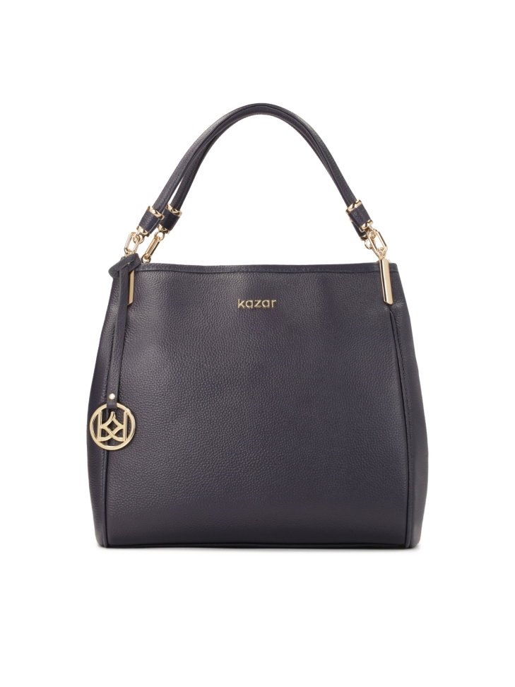 Duża granatowa torebka z zawieszką