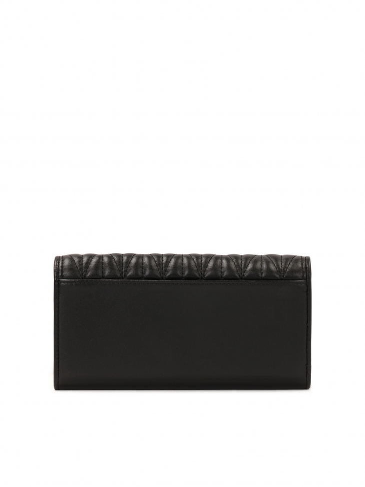 Duży skórzany portfel z finezyjnym pikowaniem