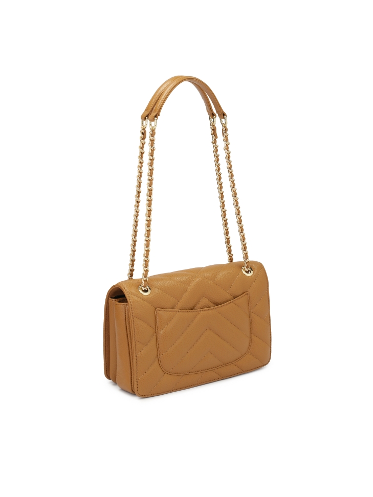 Jasnobrązowa torebka z poprzecznym przeszyciem