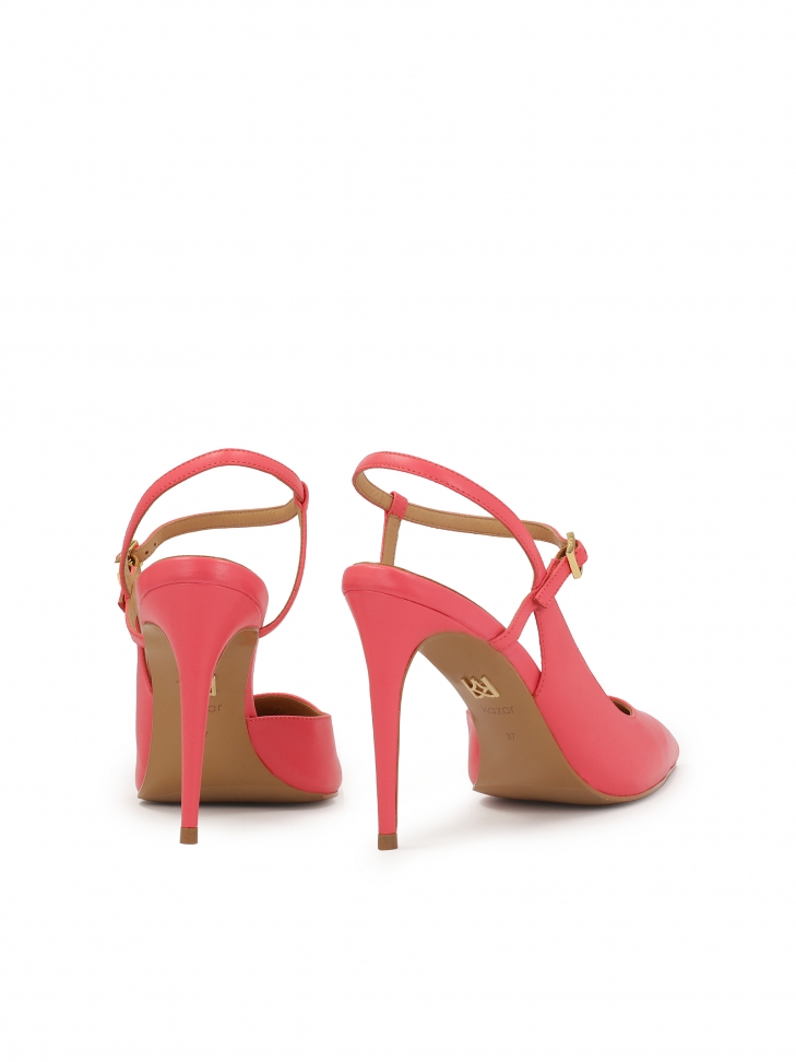 Różowe czółenka z odytą piętą