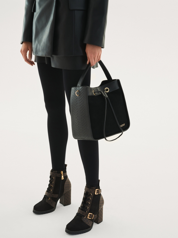 Brązowo-czarne botki damskie