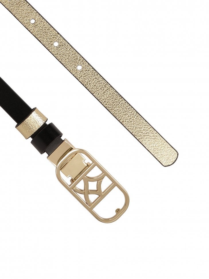 Wąski dwustronny pasek z ozdobną klamrą