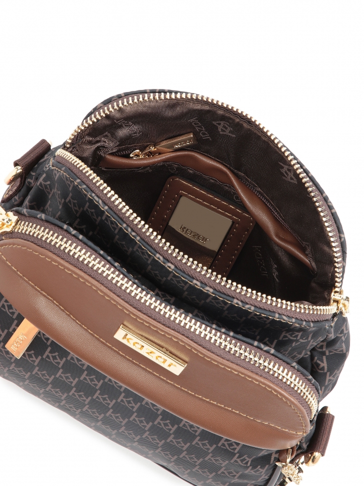 Brązowa miejska torebka z wzorzystej tkaniny