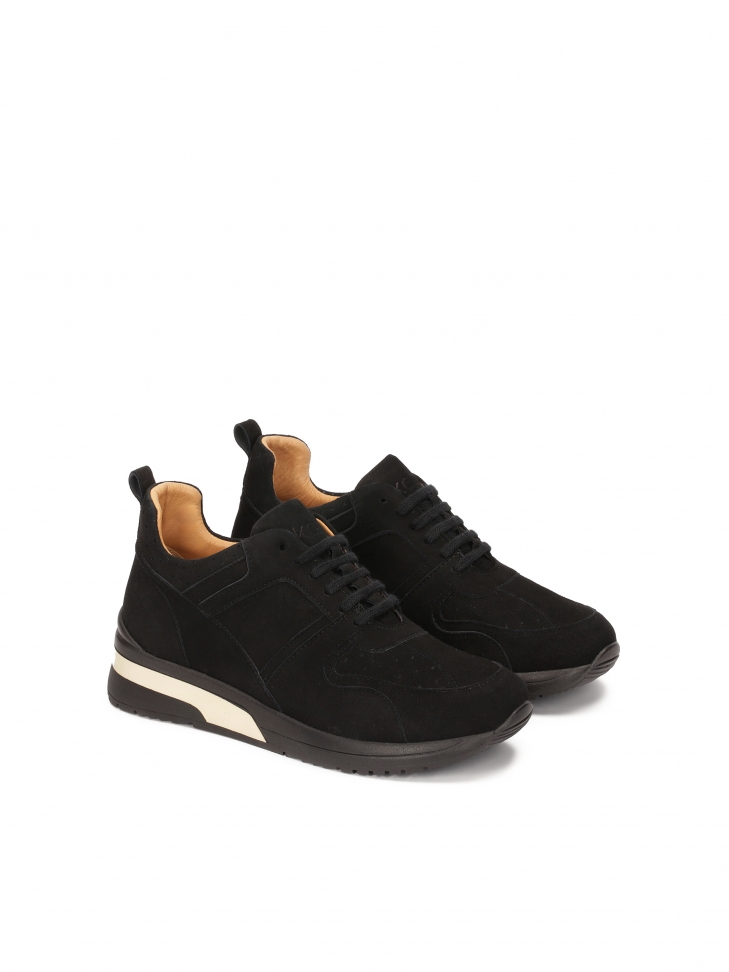 Czarne sneakersy damskie z zamszu