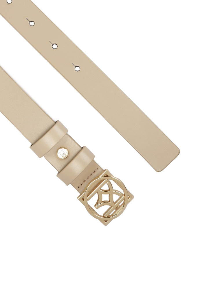 Skórzany jasny pasek z efektowną klamrą