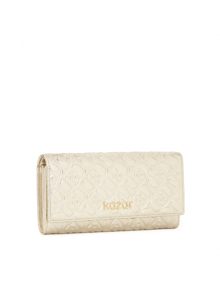 Złoty portfel z metalizowanej skóry