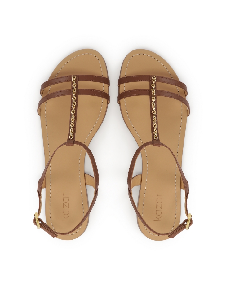 Brązowe sandały z łańcuszkiem