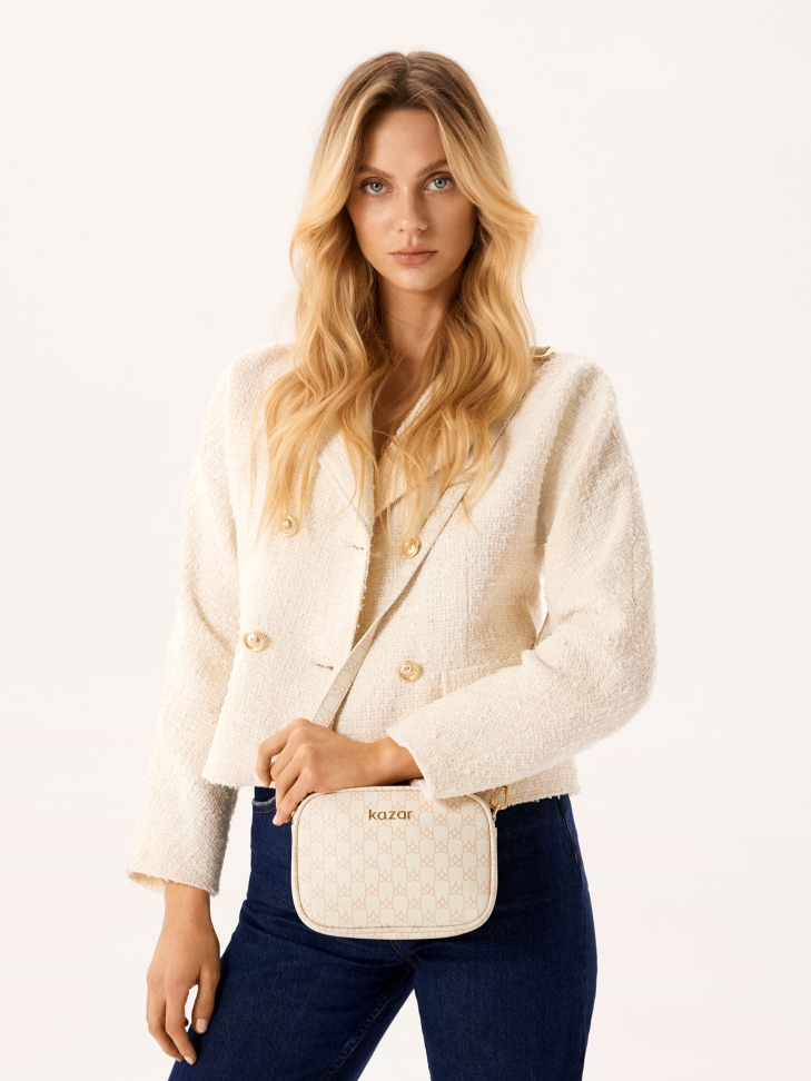 Torebka skórzana logowana w print