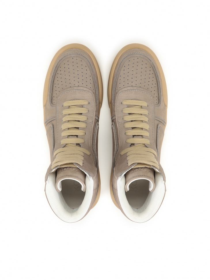 Sznurowane wysokie sneakersy męskie z nubukowej skóry