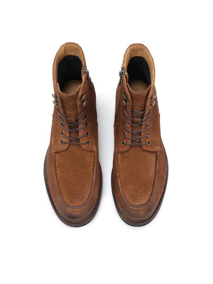 Zamszowe trzewiki męskie z suwakiem i sznurowaniem