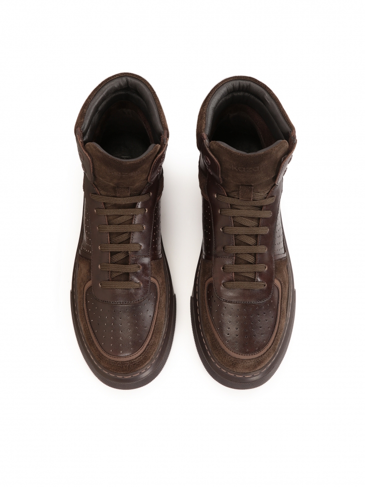 Wysokie sneakersy z zamszu i gładkiej skóry