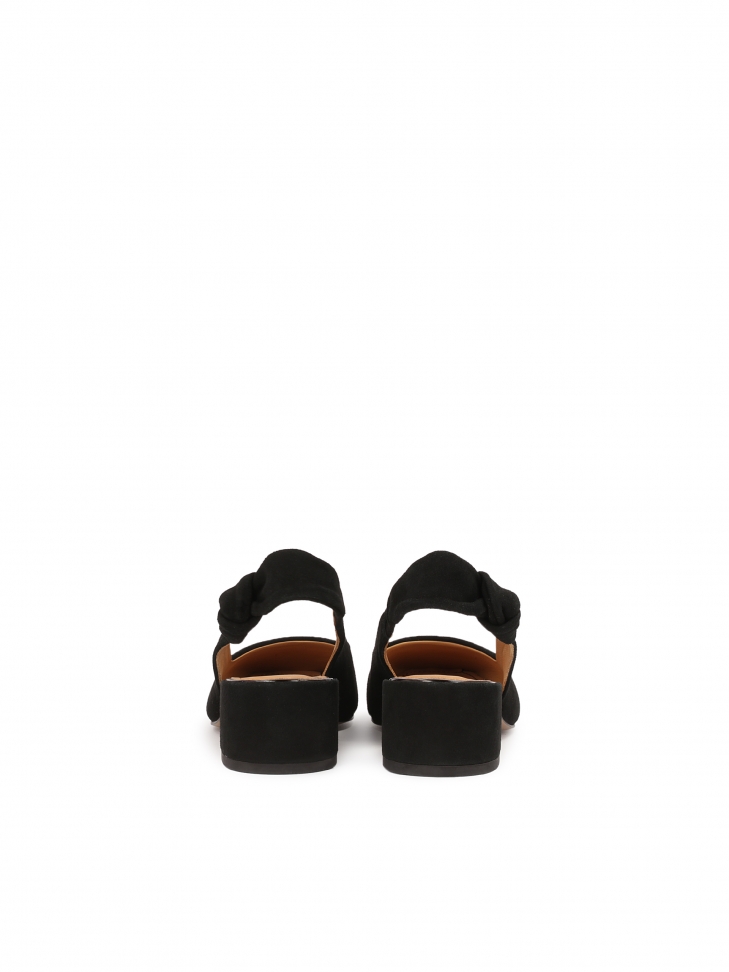 Czarne czółenka z odytymi piętami i niskimi obcasami