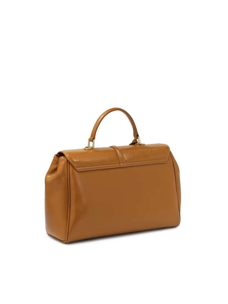 Skórzana brązowa torebka z eleganckim zapięciem