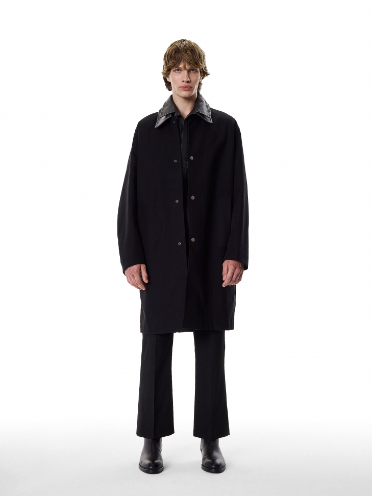 Skórzane czarne botki z cholewką na zamek