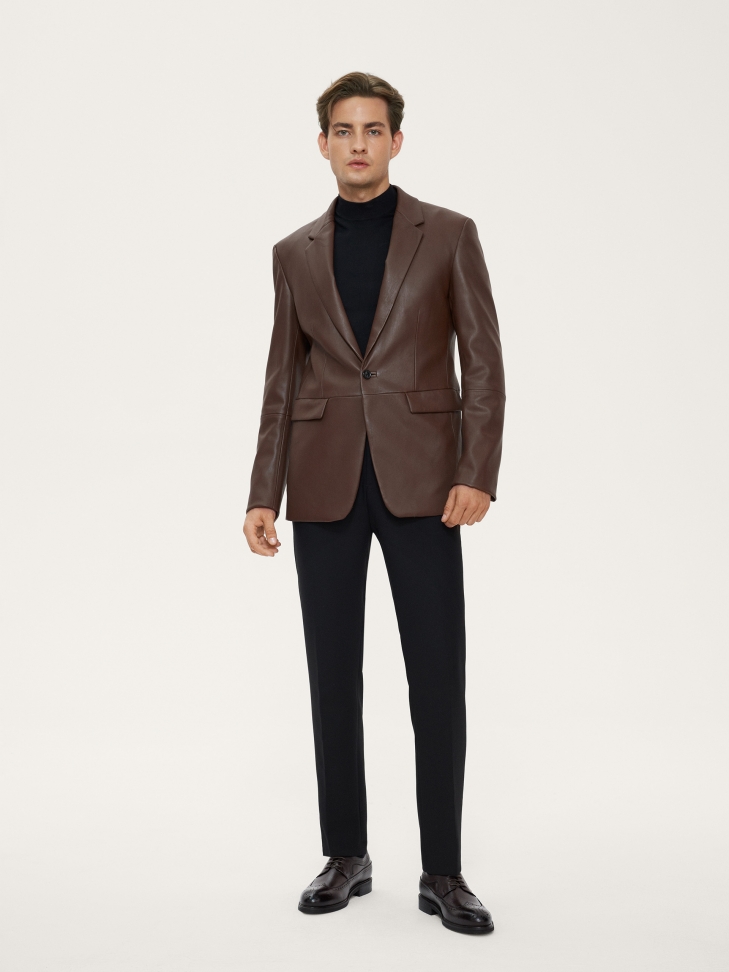 Casualowe brązowe Brogsy męskie ze skóry licowej