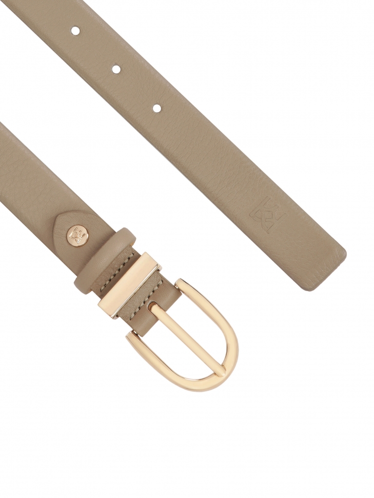 Taupe pasek z gładkiej skóry z półoągłą klamrą