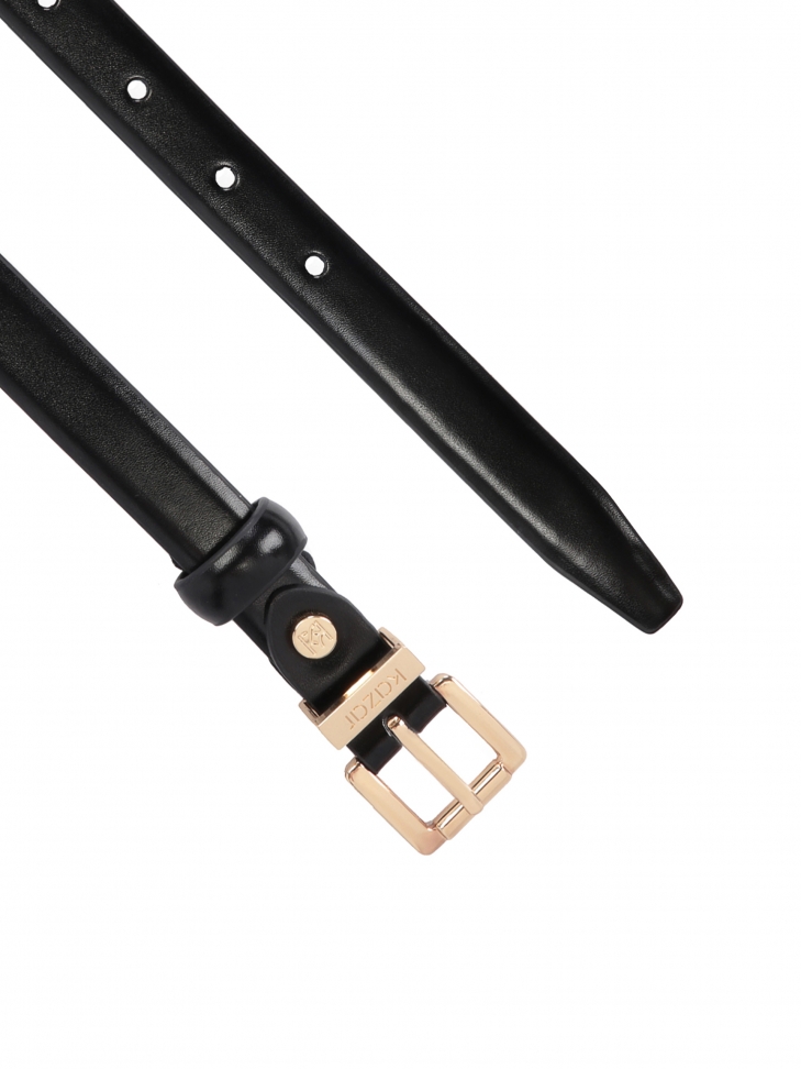 Wąski skórzany pasek damski z kwadratową klamrą