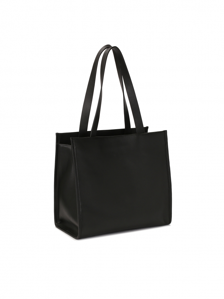 Duża torebka tote bag z czarnej skóry