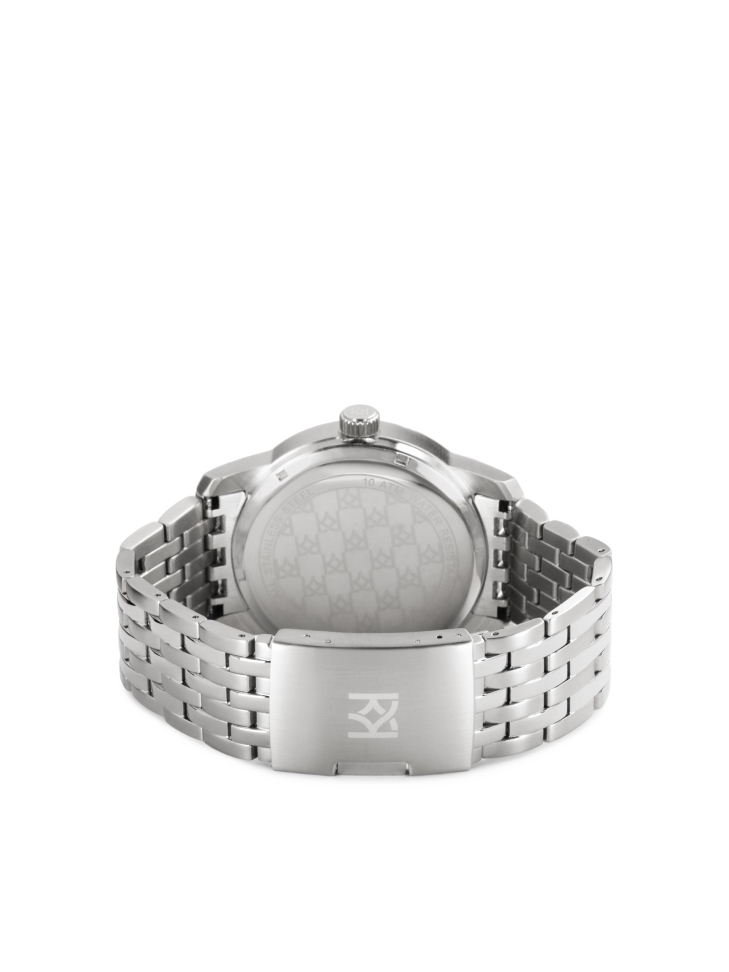 Klasyczny srebrno-czarny zegarek na bransolecie