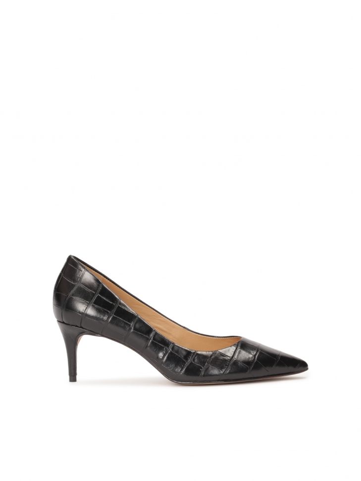 Skórzane czółenka na niskim obcasie