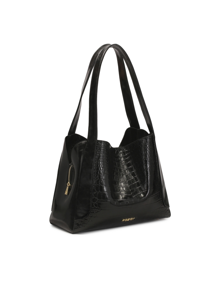 Czarna torebka z tłoczonej skóry