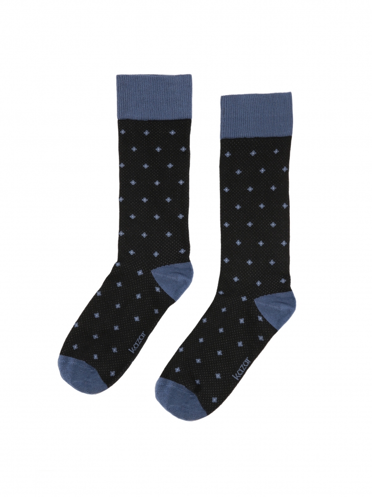 Czarno-niebieskie skarpety w małe romby