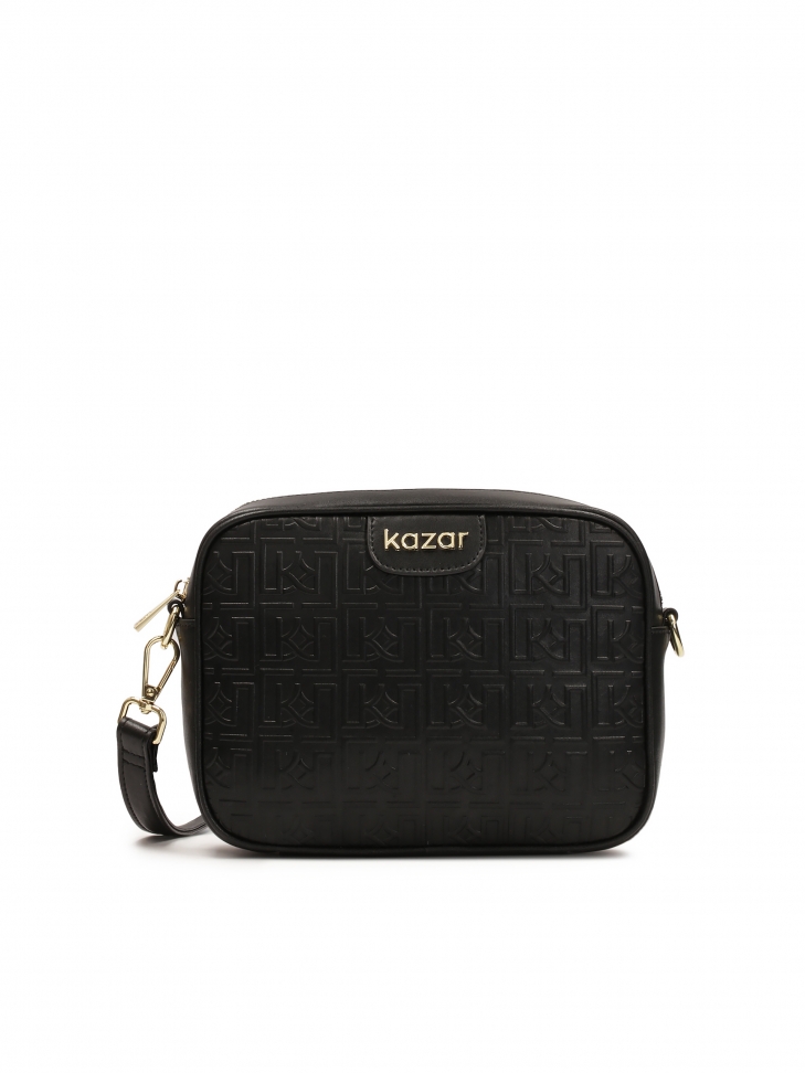 Mała czarna torebka w tłoczony wzór