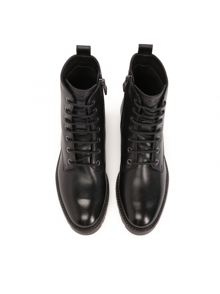 Czarne trzewiki z sznurowaniem i suwakiem