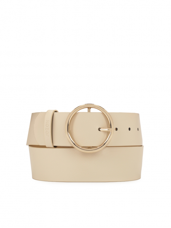 Kremowy pasek z oągłą sprzączką