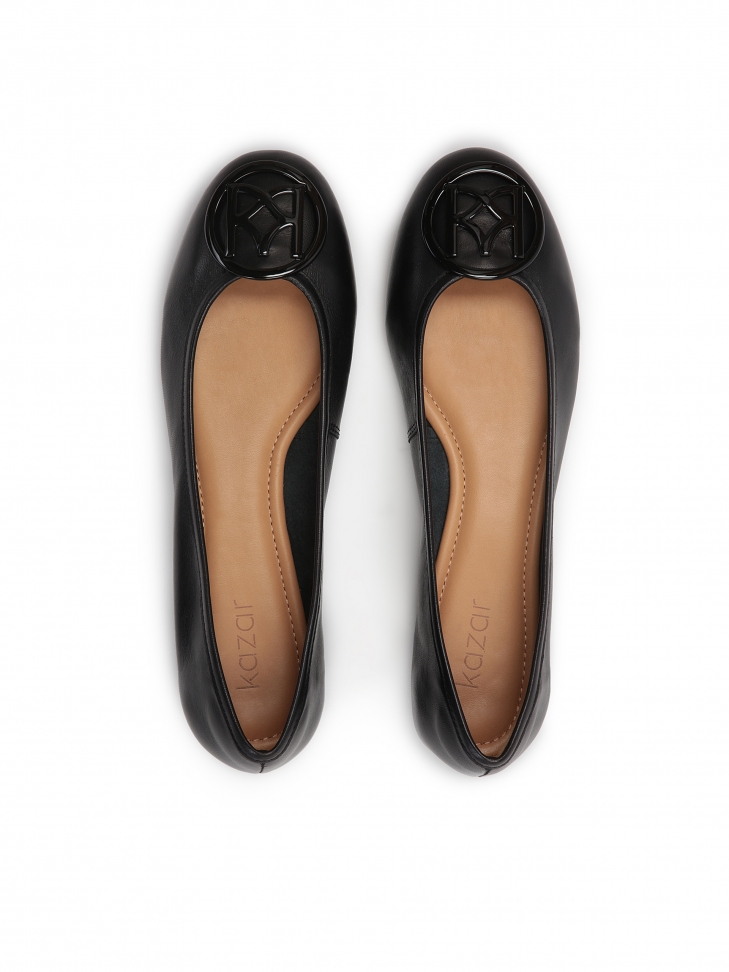 Klasyczne czarne baleriny damskie z naturalnej skóry