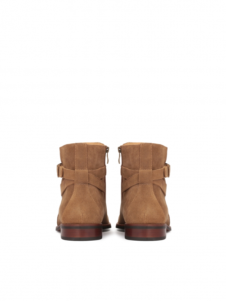 Jasnobrązowe zamszowe trzewiki męskie na suwak