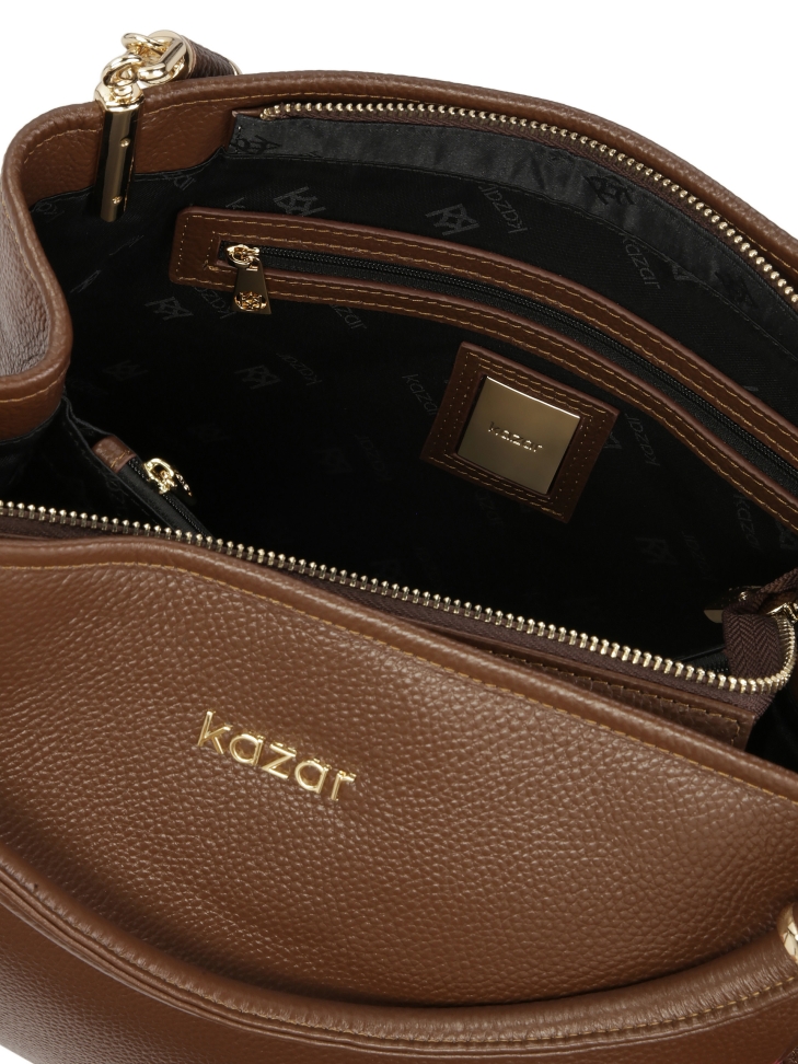 Brązowa torebka na ramię ze skóry